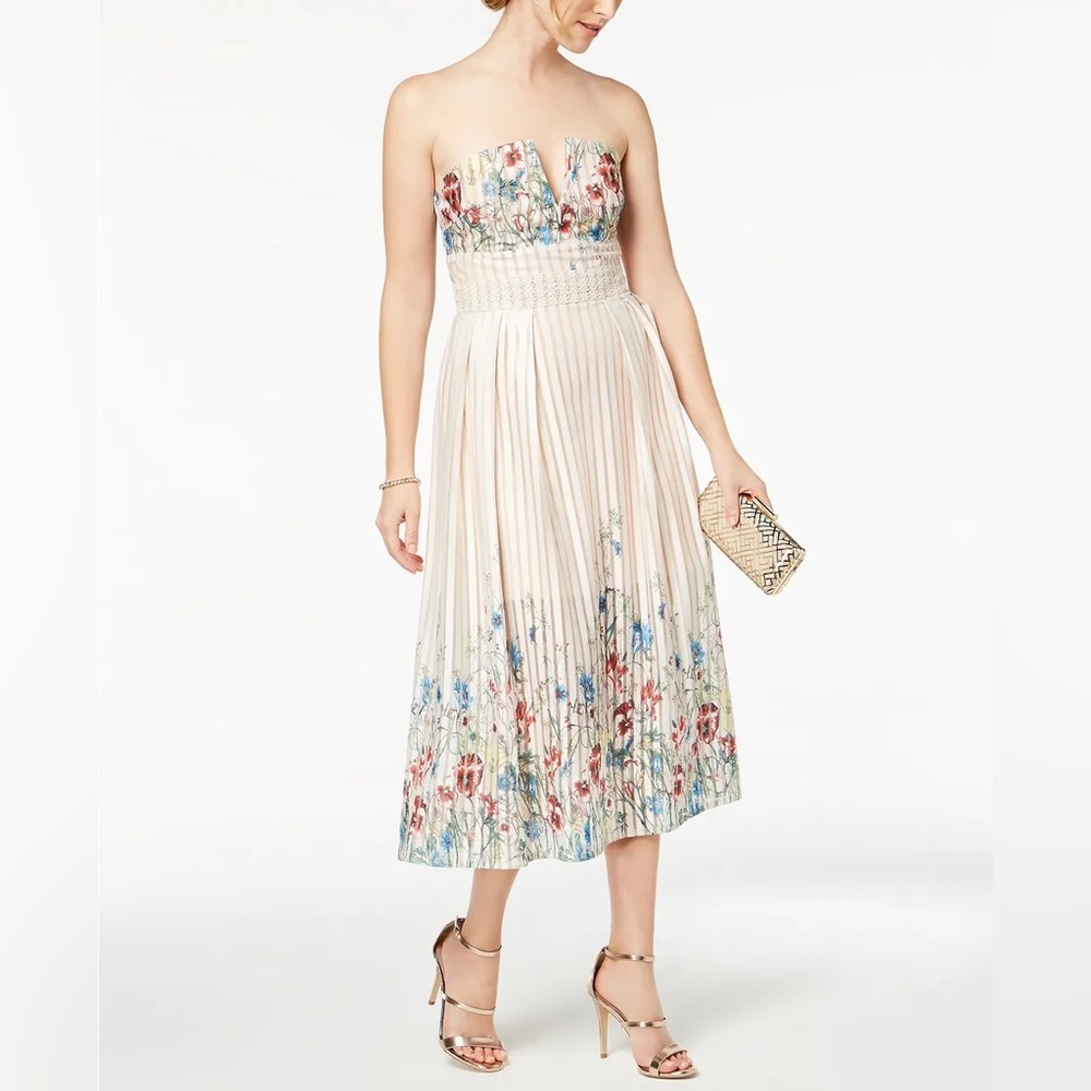 Foxiedox Strapless Floral Print Midi Dress